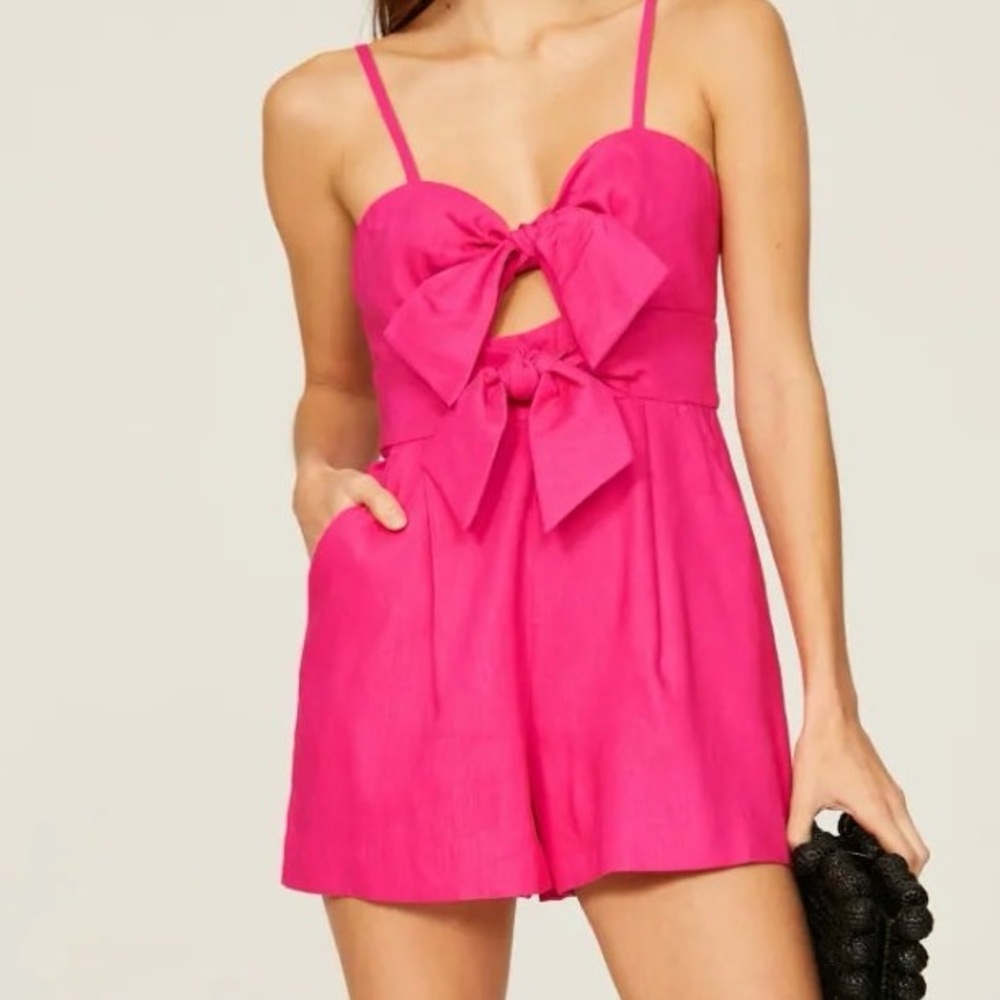 Milly Pink Anya Linen Romper